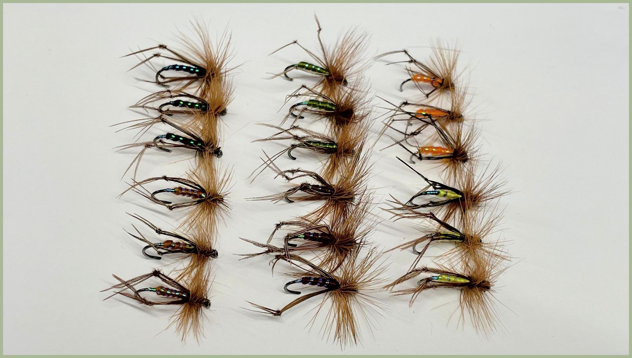 Barbless hopper trout flies, coloured, autumn trout flies, fly