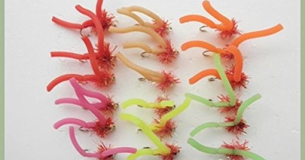 Cheap 10Pcs Multicolor Maggot Fly Fishing Wet Trout Flies Worm