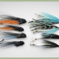 Sea Trout or Salmon Treble Hook Flies, 4 pack Orange Jambo, Rear Size 10  Hook