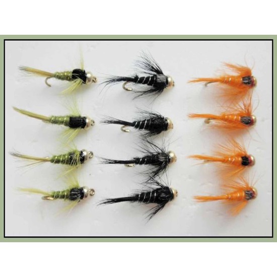 8 Mixed Gold Head Nymph Trout Fly, Various Patterns, Size 10/12, Fishing  Flies