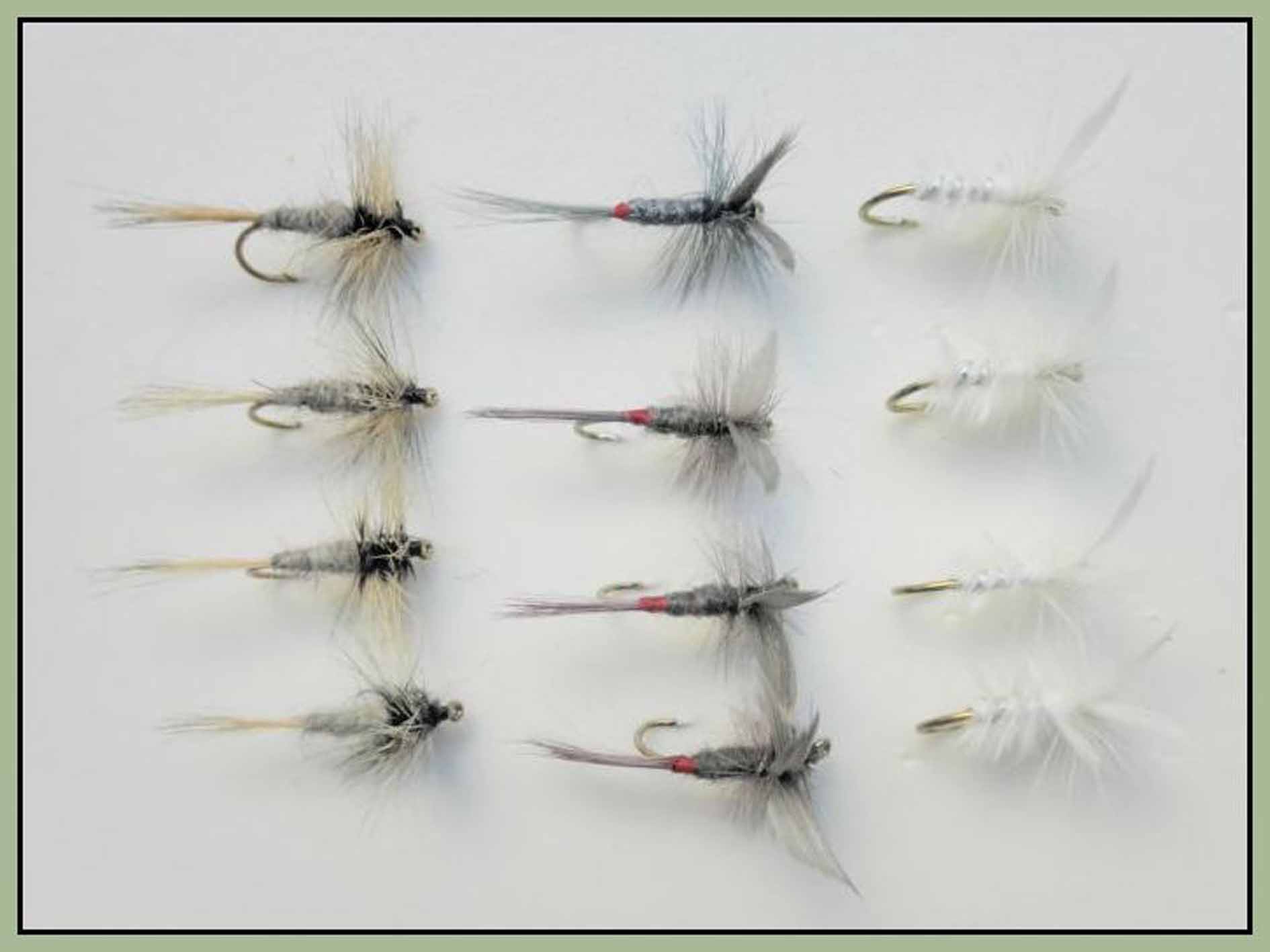 blue dun fishing fly,white moth, grey duster Troutflies UK