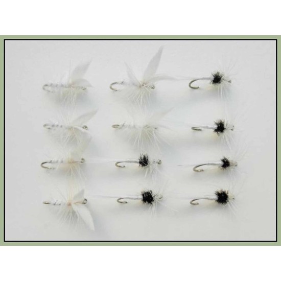 Barbless dry white trout fishing flies for fly fishing- Troutflies UK